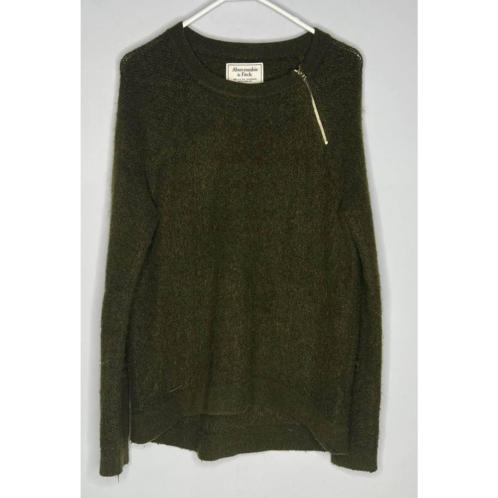 Abercrombie & Fitch Sweater Shoulder Zip Medium Green
